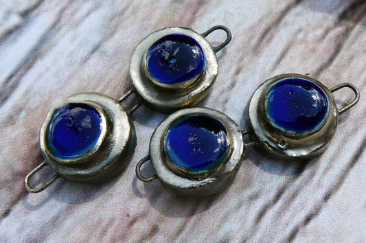 Ceramic Double Disc Moulded Connectors -Mirror Blue