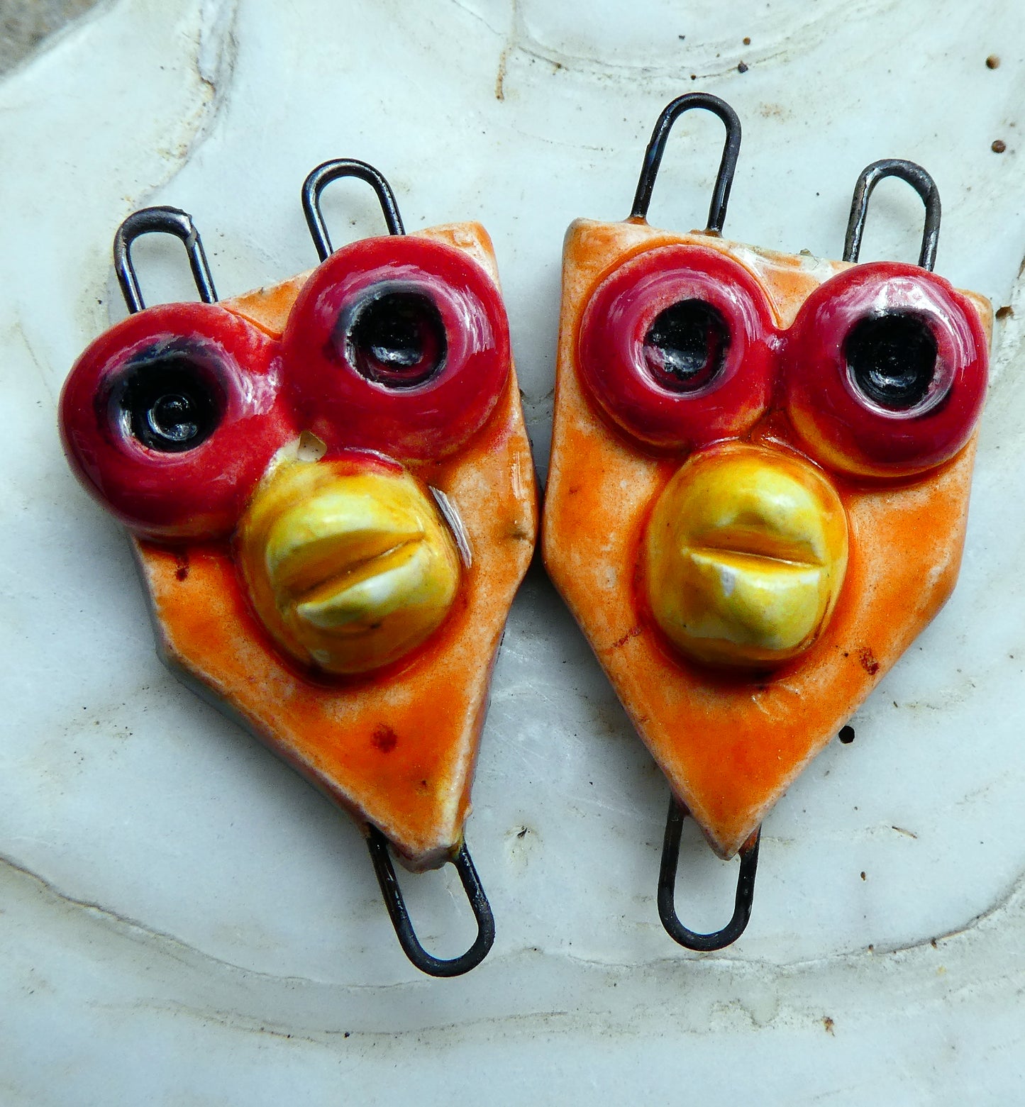 Ceramic Bird Totem Connectors - Wildfire