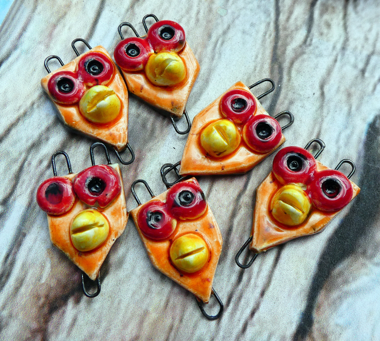 Ceramic Bird Totem Connectors - Wildfire