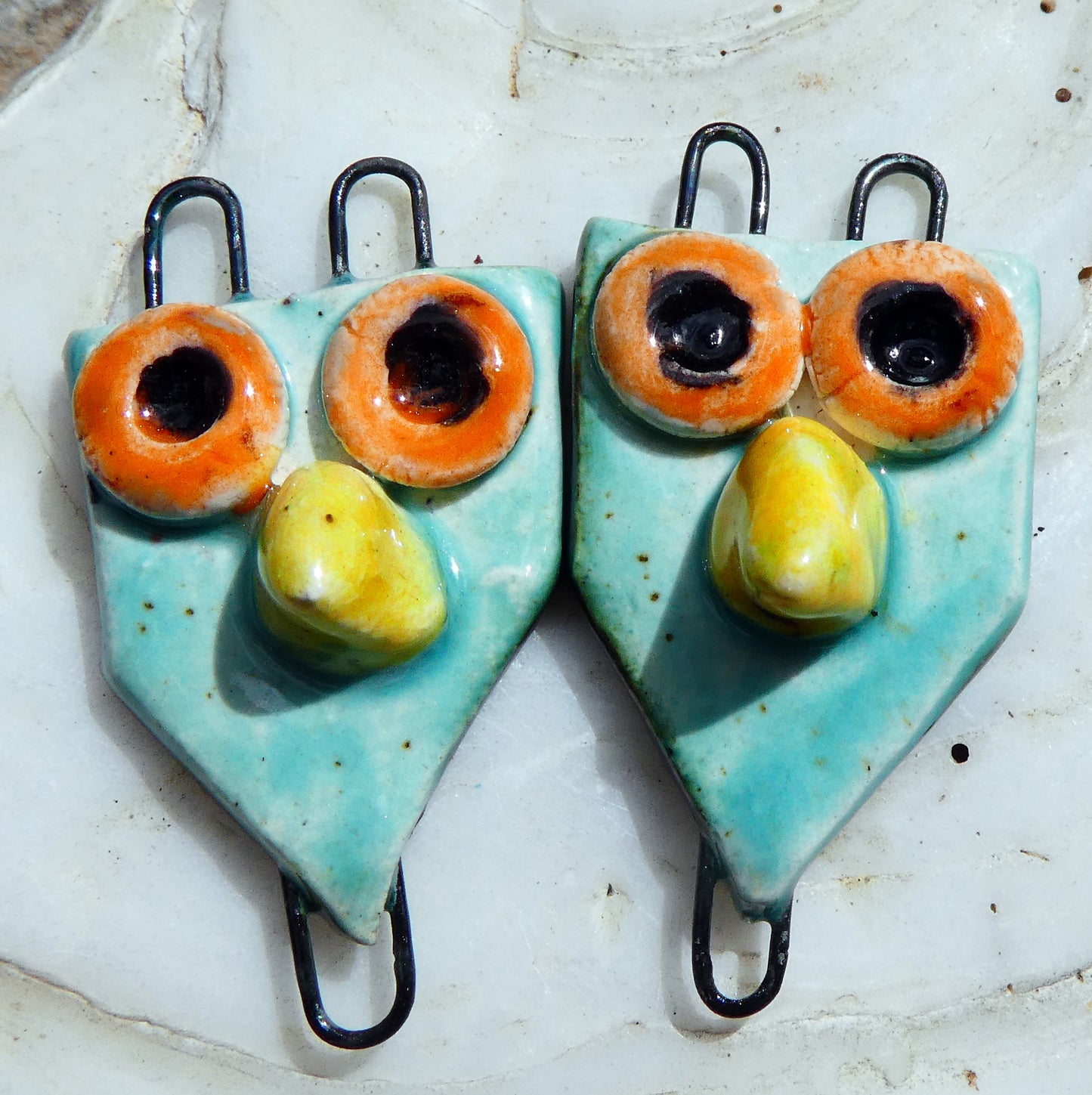 Ceramic Bird Totem Connectors - Papago Turquoise