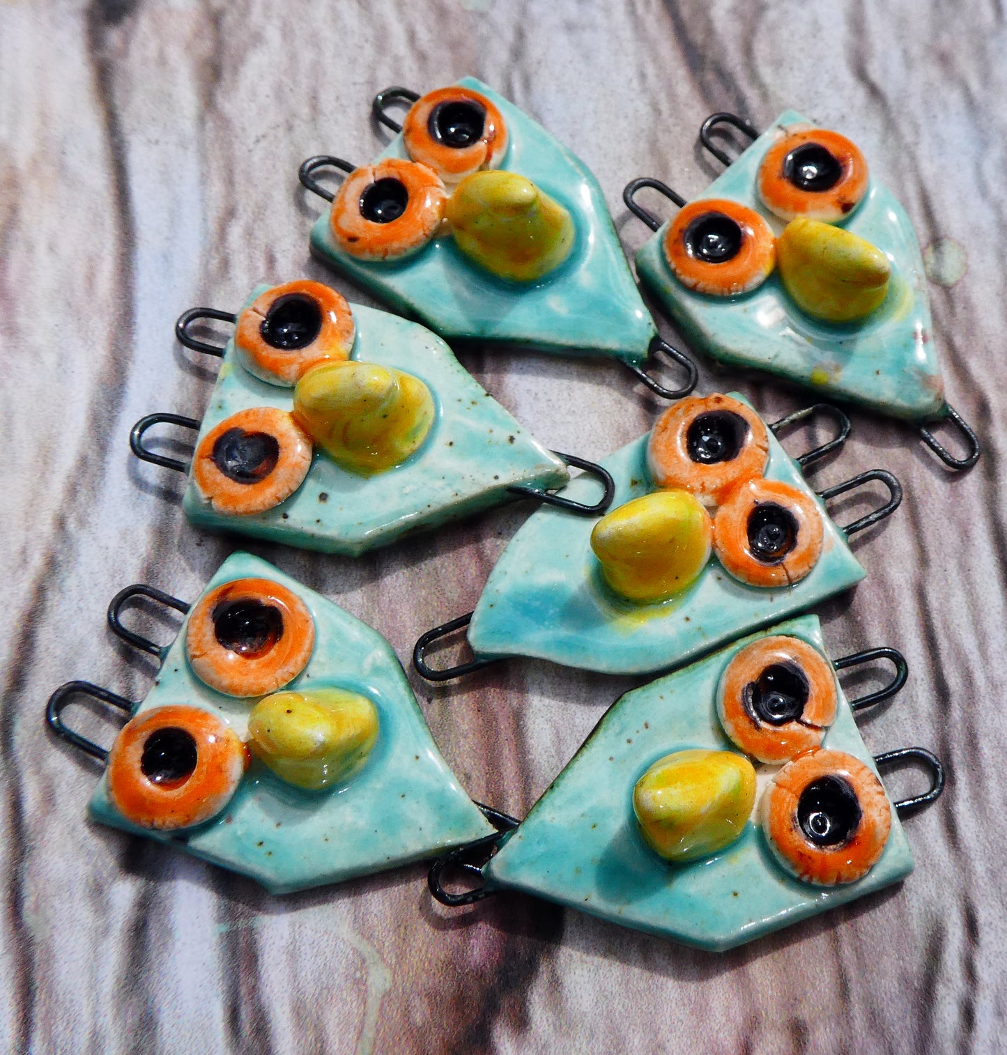 Ceramic Bird Totem Connectors - Papago Turquoise