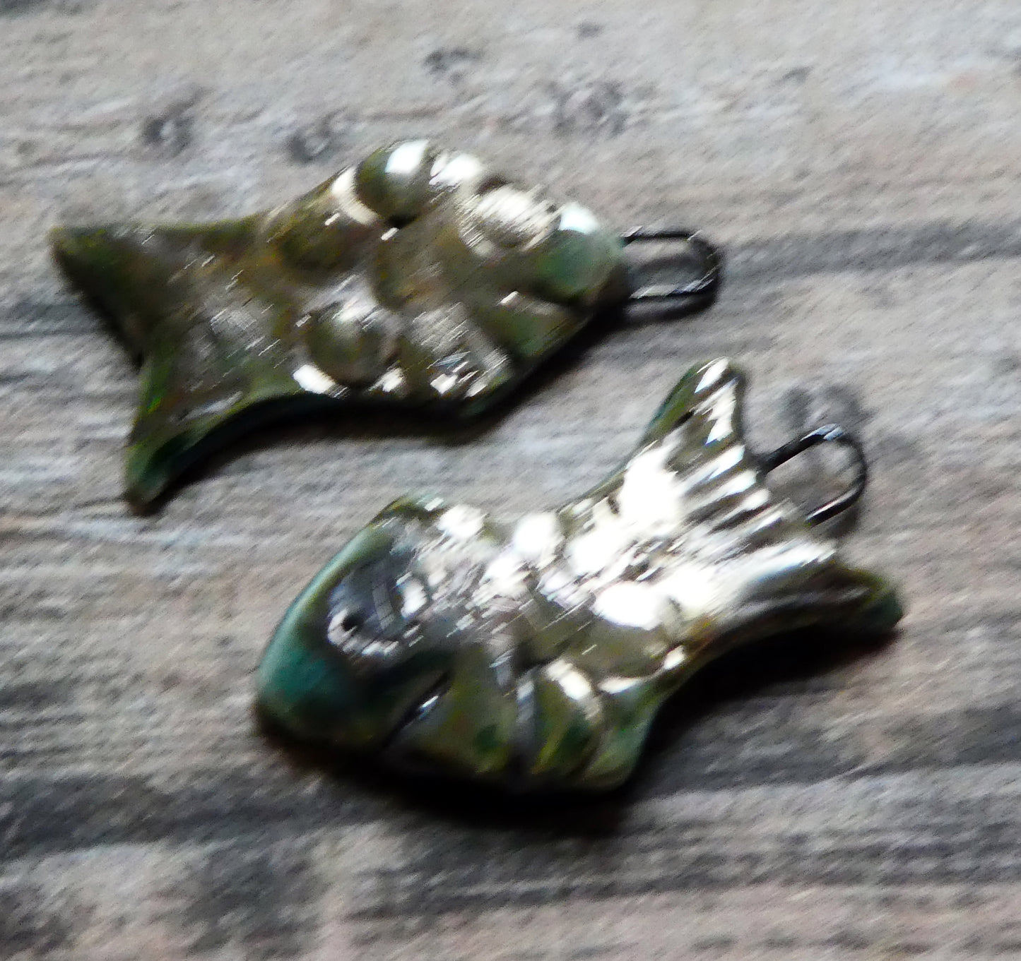 Ceramic Shimmering Lustrous Fish Charms- Topaz