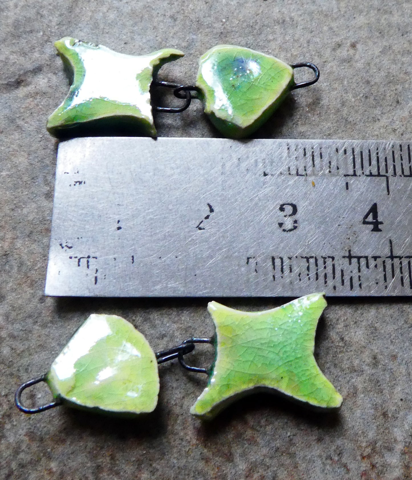 Ceramic Shimmering Lustrous Fish Dangles- Lime