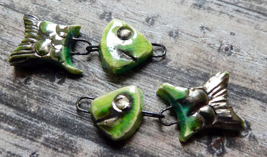 Ceramic Shimmering Lustrous Fish Dangles- Lime