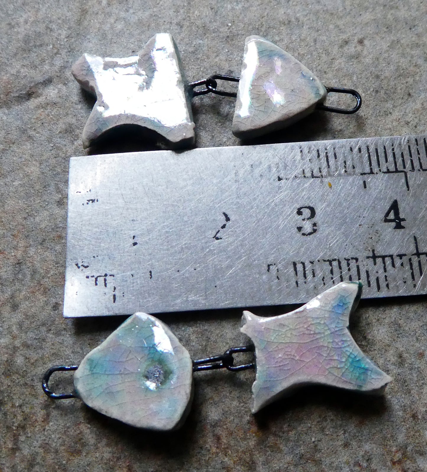 Ceramic Shimmering Lustrous Fish Dangles- Orchid