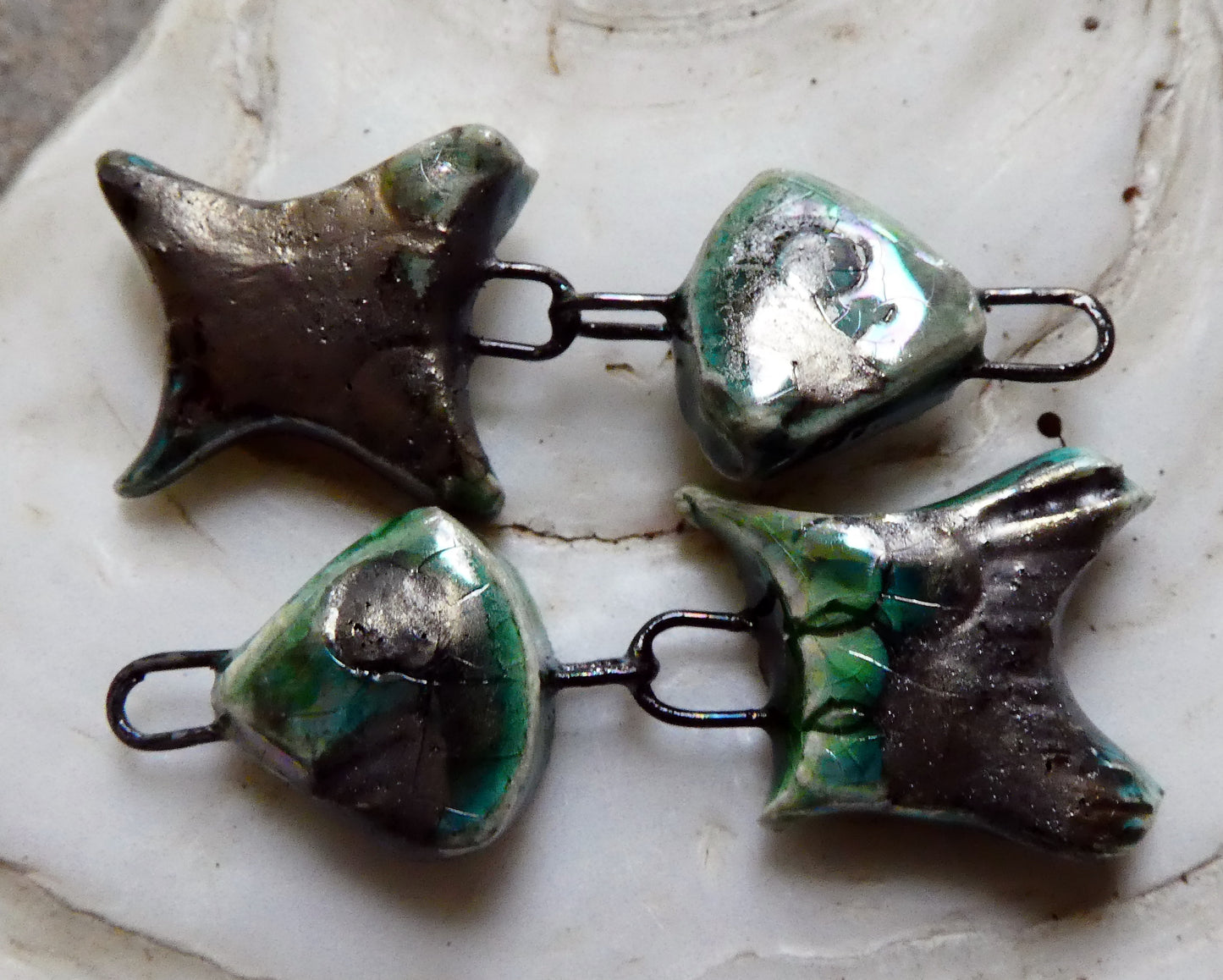 Ceramic Shimmering Lustrous Fish Dangles-Algae Bloom