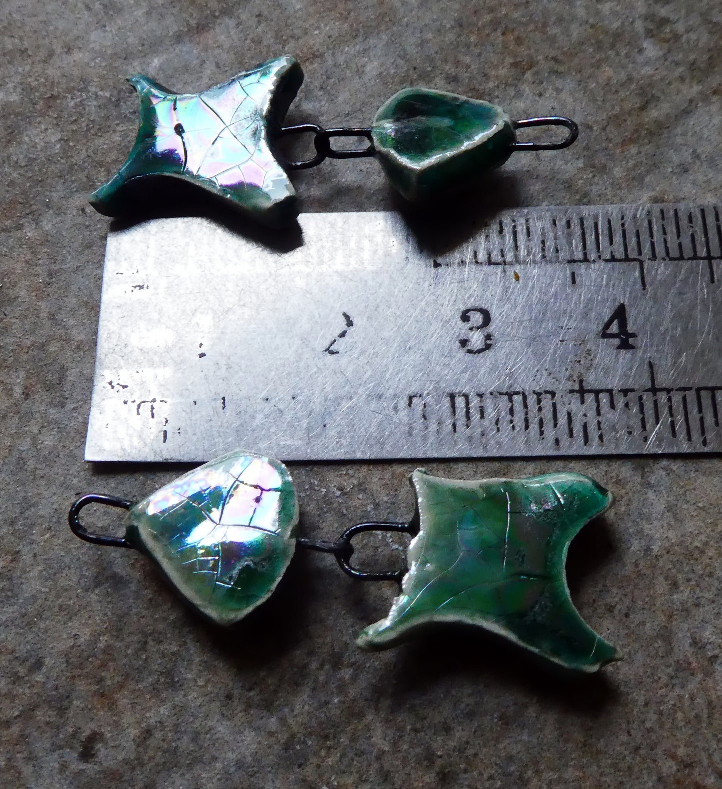 Ceramic Shimmering Lustrous Fish Dangles-Algae Bloom