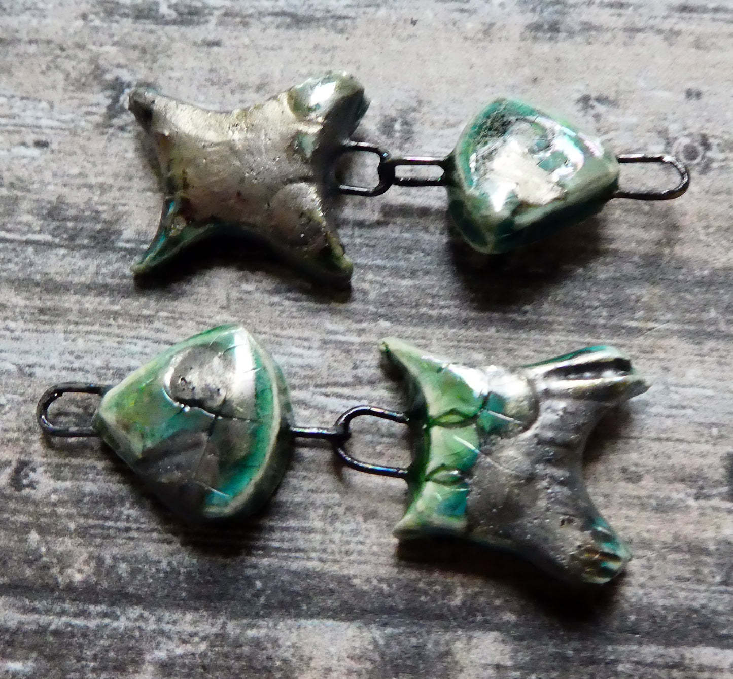 Ceramic Shimmering Lustrous Fish Dangles-Algae Bloom