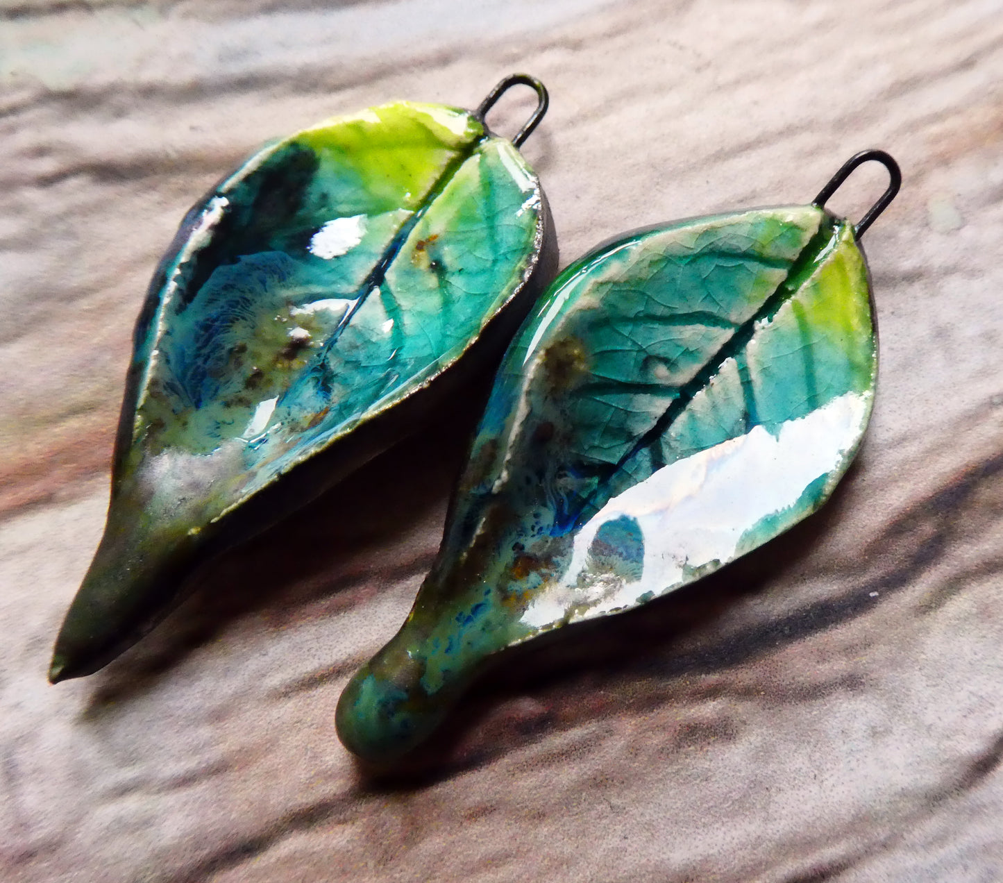 Ceramic Super Slim Spring Leaf Earring Charms #3