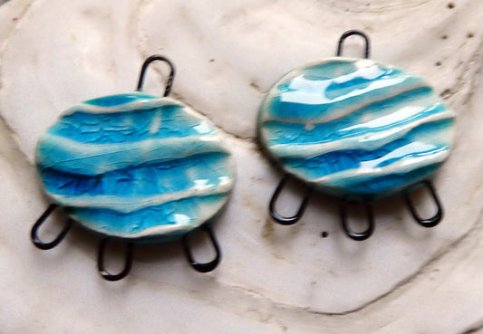 Ceramic Textured  Wave Earring Connectors