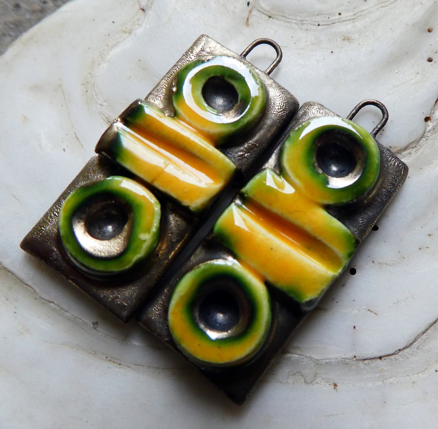 Ceramic Moulded Tablet Charms #2- Yellow