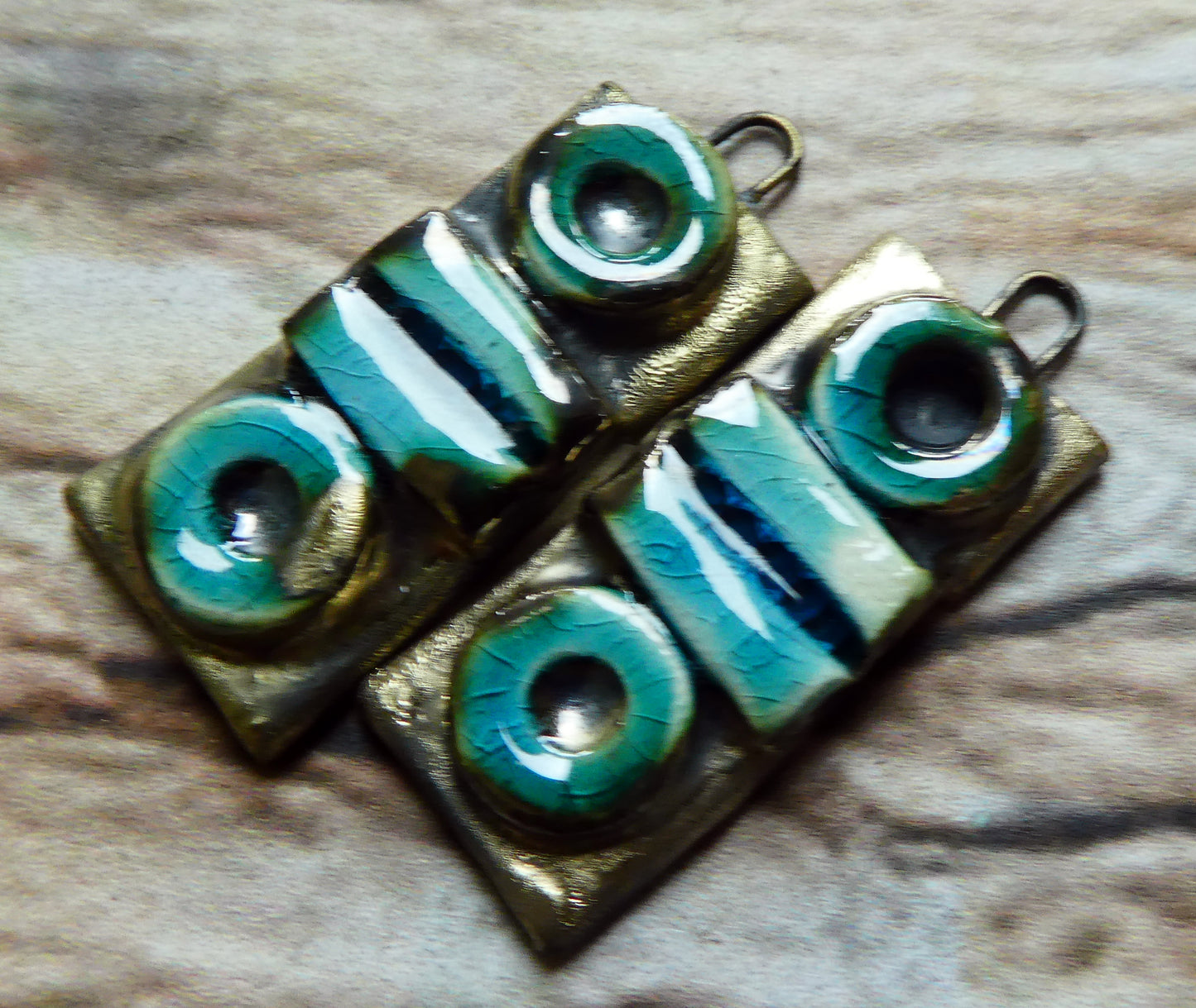 Ceramic Moulded Tablet Charms #2- Topaz