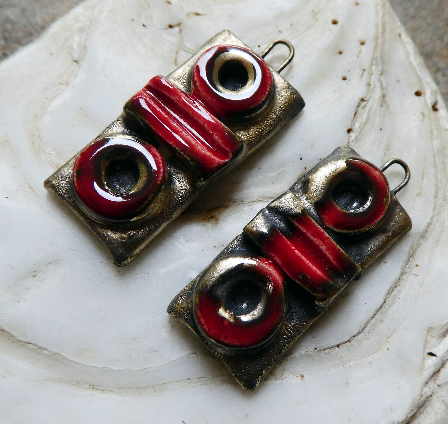 Ceramic Moulded Tablet Charms #2- Pillar Box