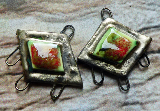 Ceramic Moulded Three Hoop Connectors - Mixed Melon