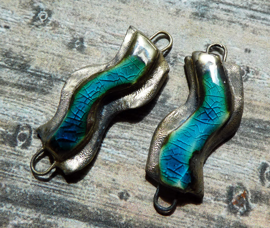 Ceramic Moulded Wave Connectors - Oriental Blue