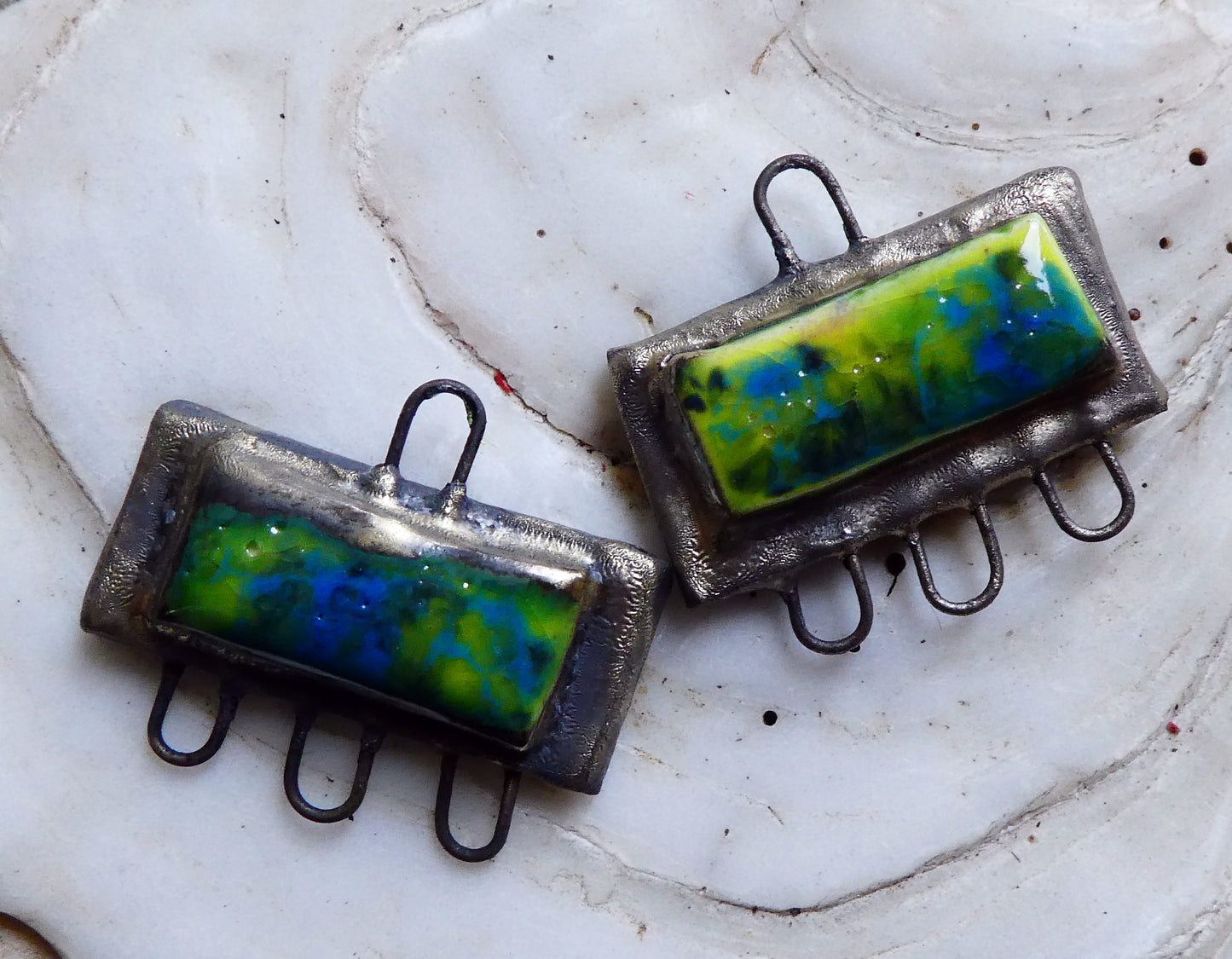 Ceramic Moulded Oblong Connectors- Mardi Gras