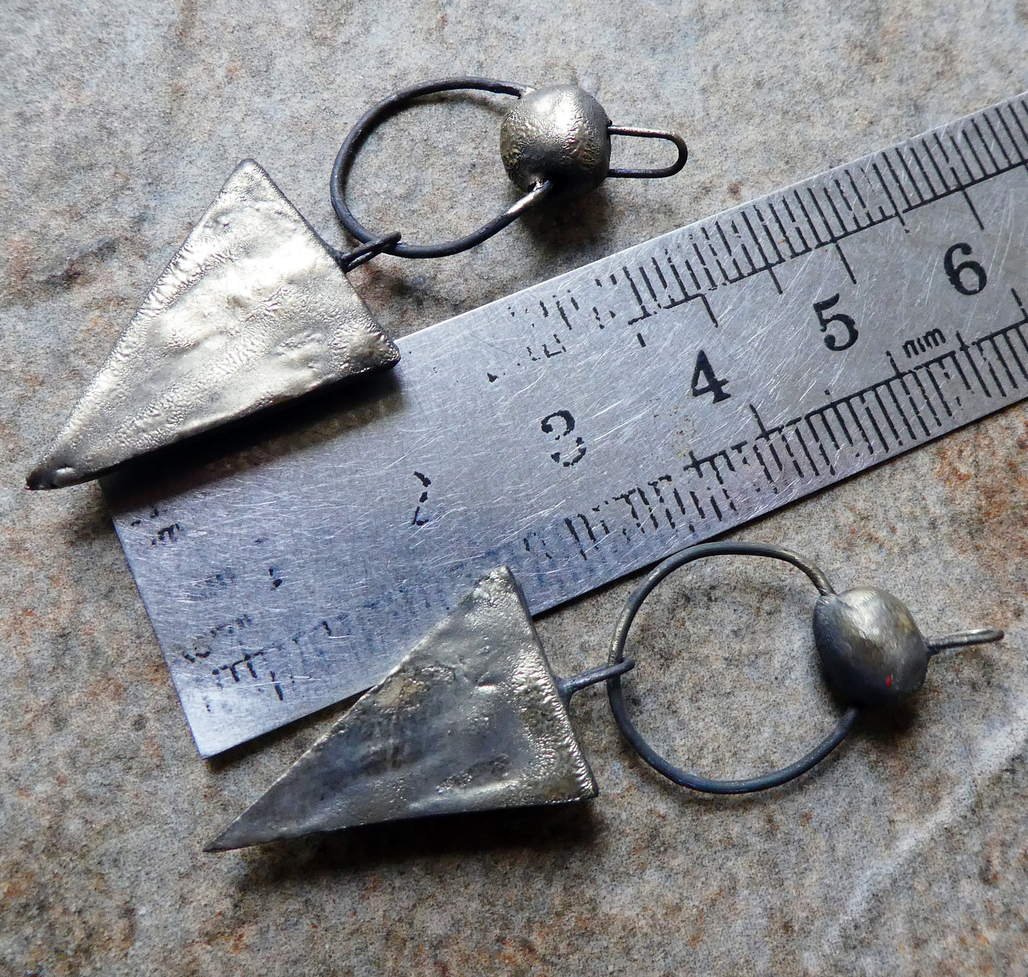 Ceramic Moulded Bobble and Triangle Dangles - Firecracker
