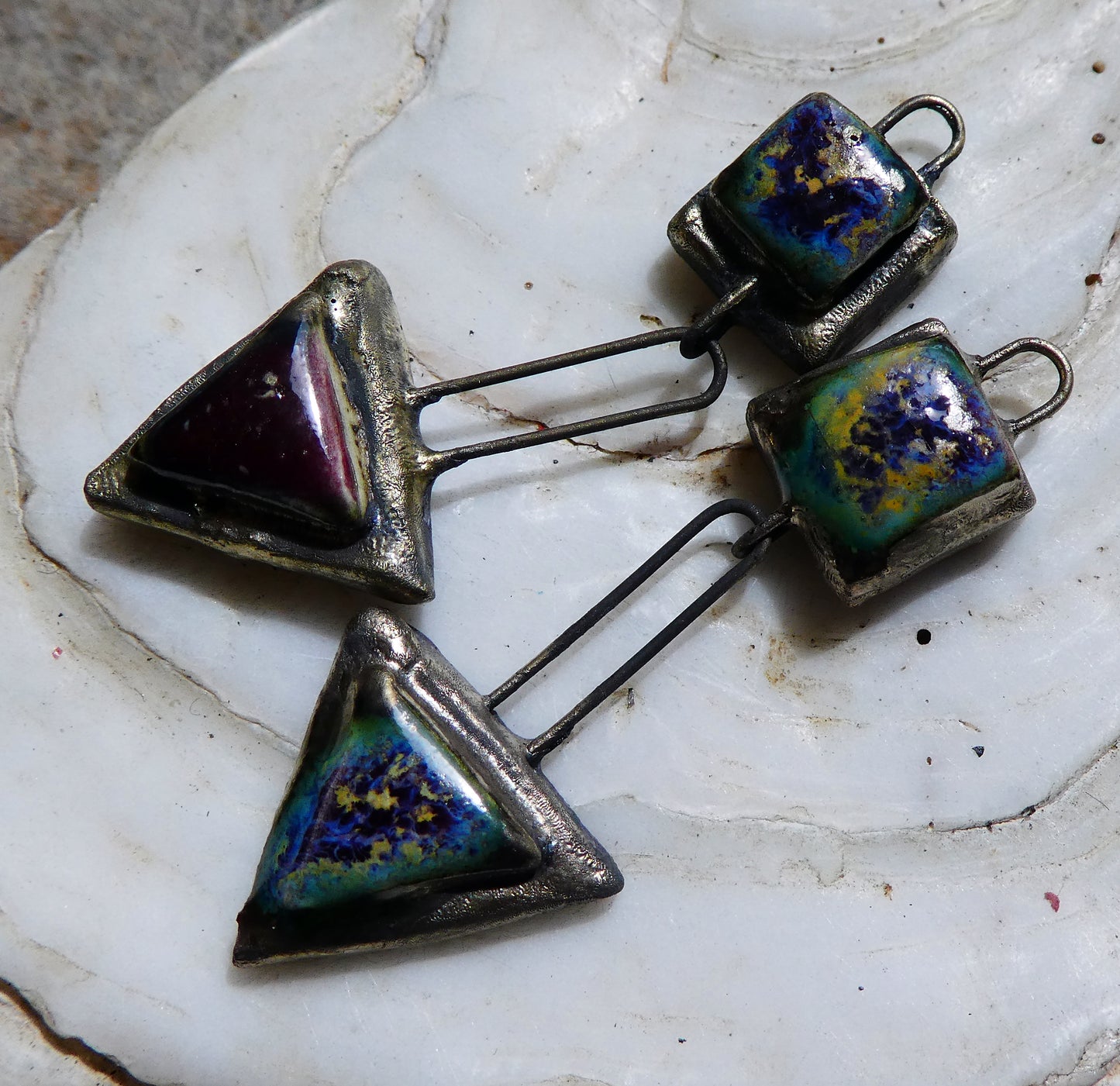 Ceramic Moulded Square and Triangle Dangles - Sailors Delight