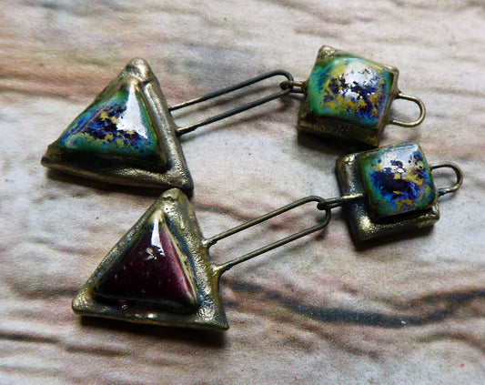Ceramic Moulded Square and Triangle Dangles - Sailors Delight