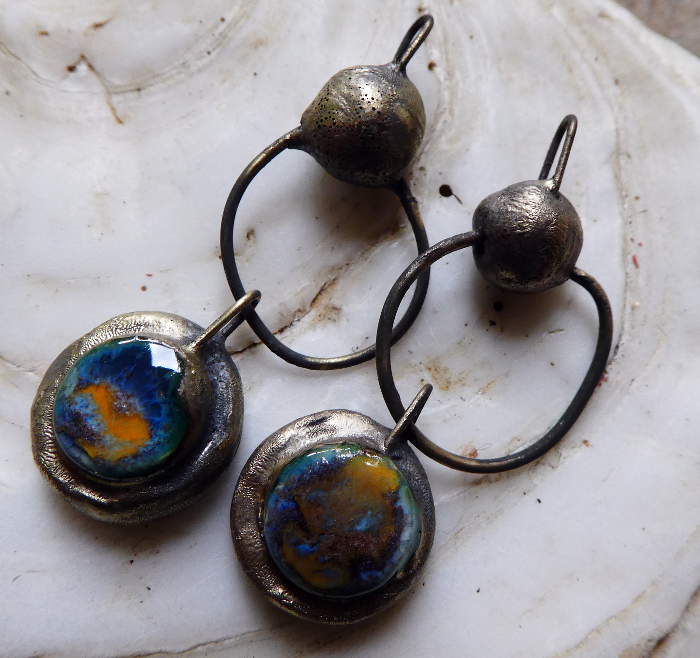 Ceramic Moulded Bobble and Triangle Dangles - Outer Space