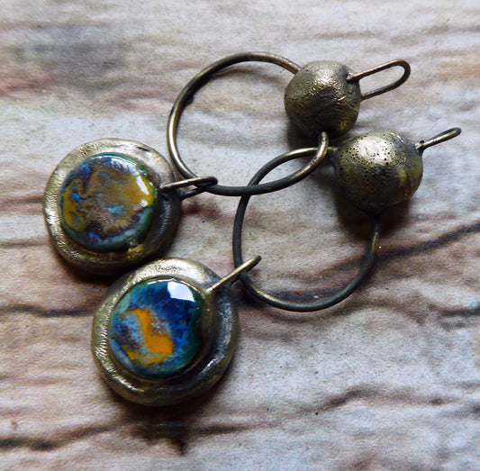 Ceramic Moulded Bobble and Triangle Dangles - Outer Space