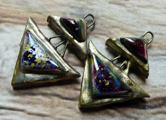 Ceramic Moulded Double Triangle Charms -Sailors Delight