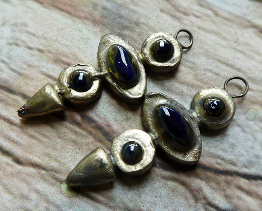 Ceramic Moulded Stack Charms -Mirror Blue