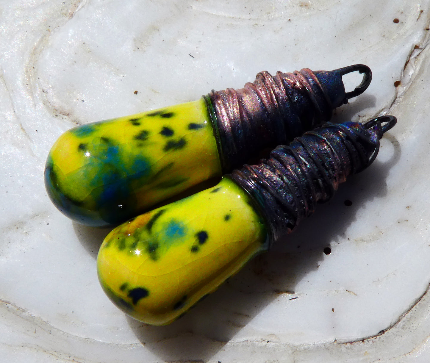 Ceramic Wire Wrapped Baton Charms -Mardi Gras