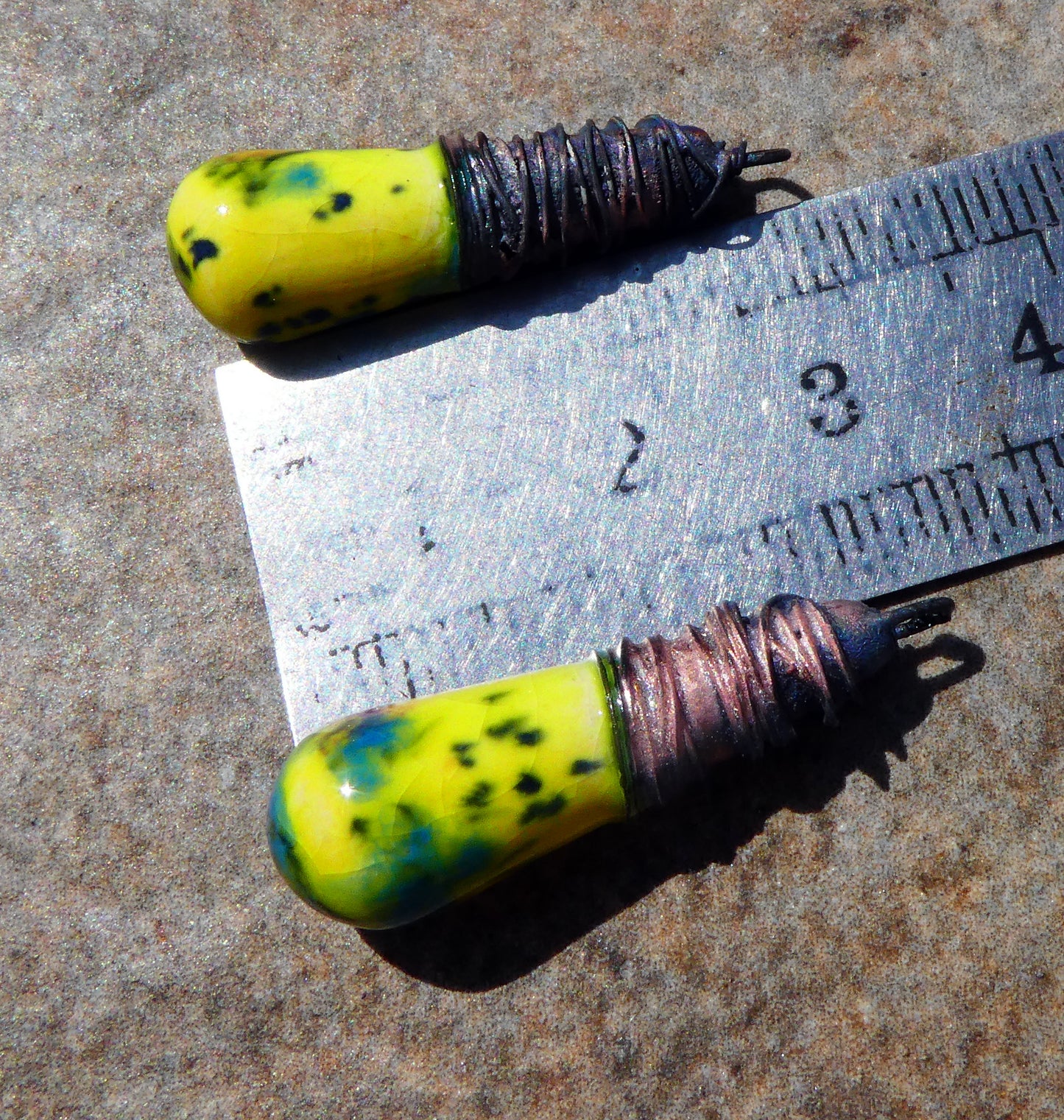 Ceramic Wire Wrapped Baton Charms -Mardi Gras