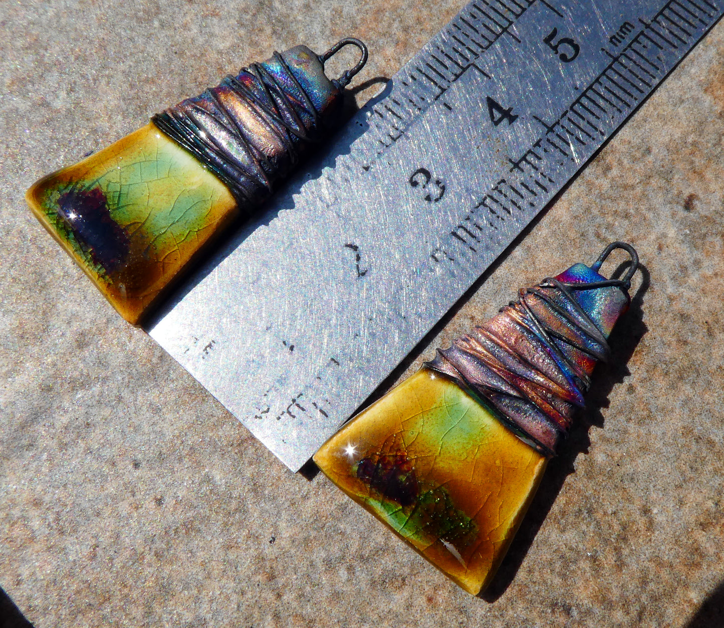 Ceramic Wire Wrapped Wedge Charms -Billabong