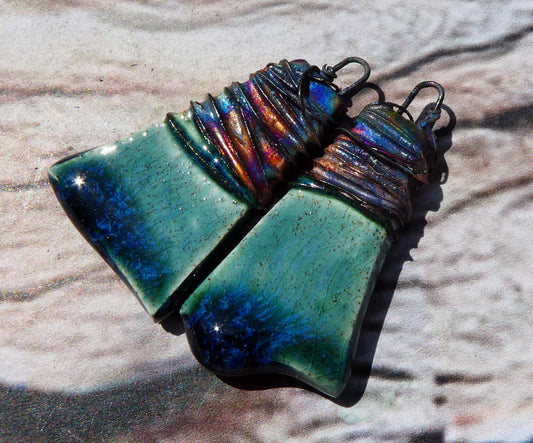 Ceramic Wire Wrapped Wedge Charms -Bora Bora