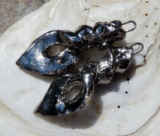 Ceramic Maori Style Twist Charms -Platinum Lustre