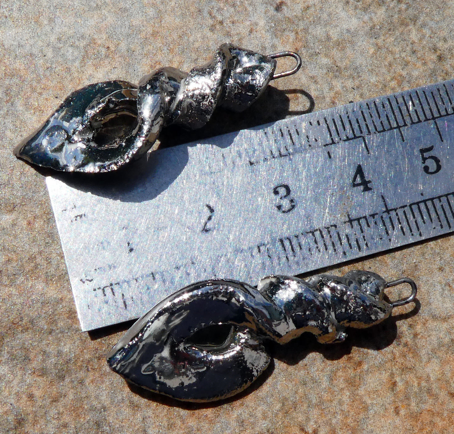 Ceramic Maori Style Twist Charms -Platinum Lustre