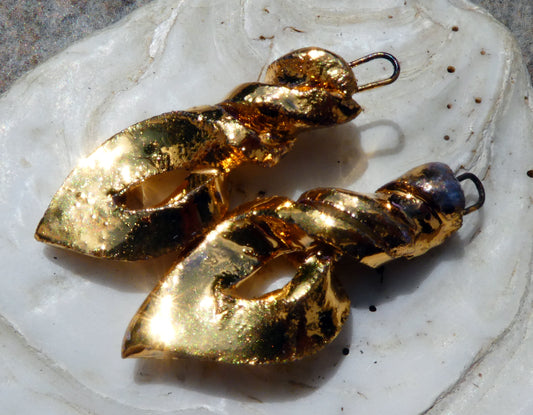 Ceramic Maori Style Twist Charms -Gold Lustre