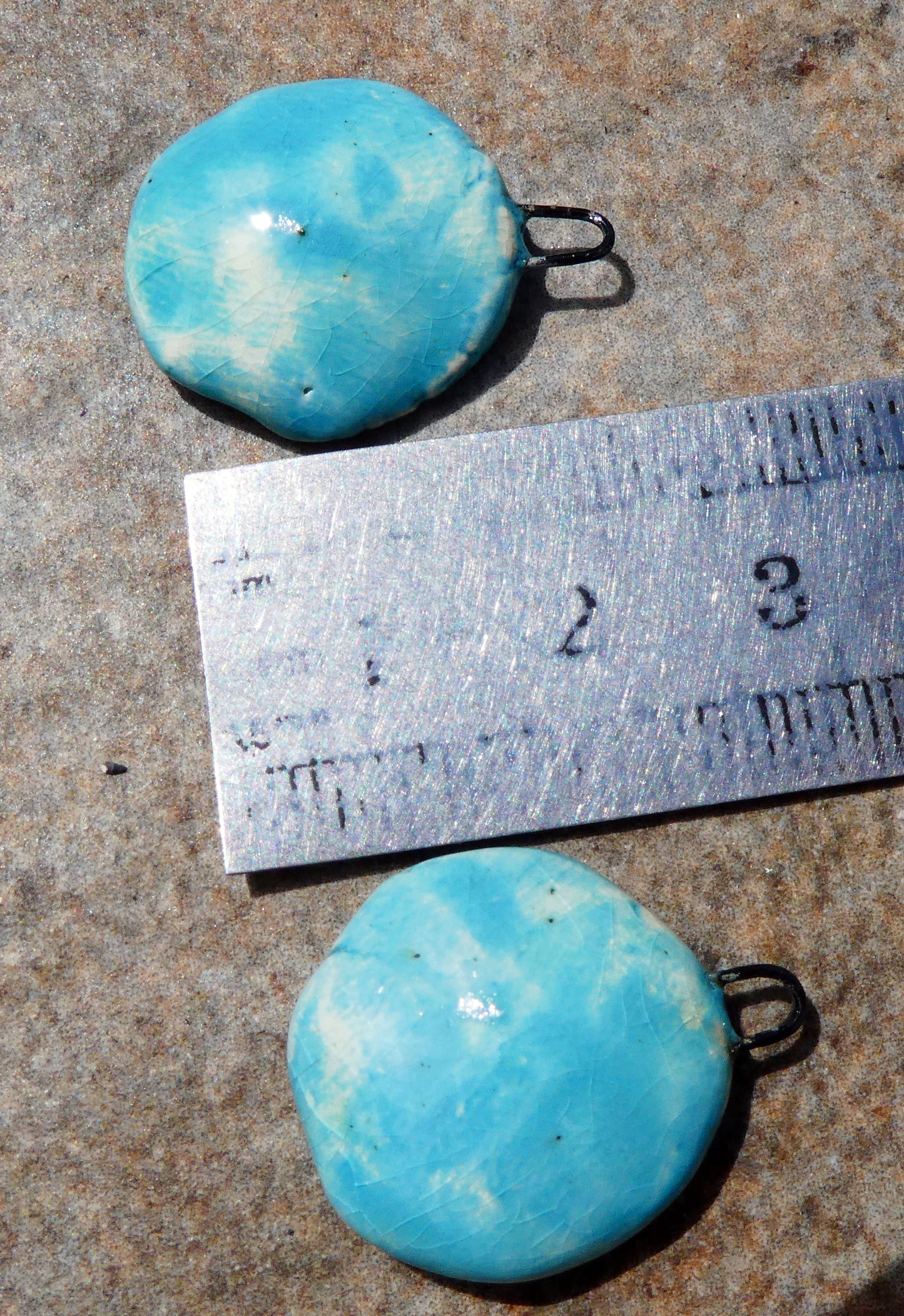 Ceramic Flat Flower Charms - Navajo Turquoise