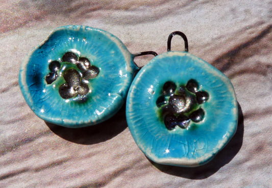 Ceramic Flat Flower Charms - Navajo Turquoise