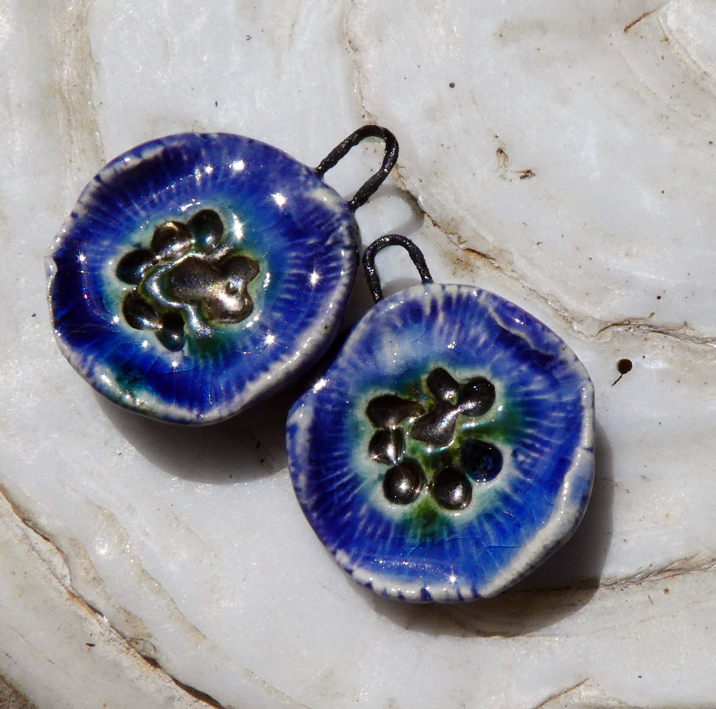 Ceramic Flat Flower Charms - Pueblo Purple