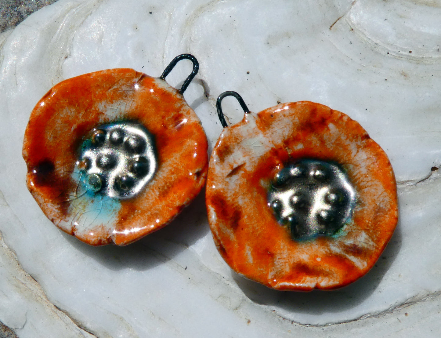 Ceramic Papery Flower Charms -Mandarin
