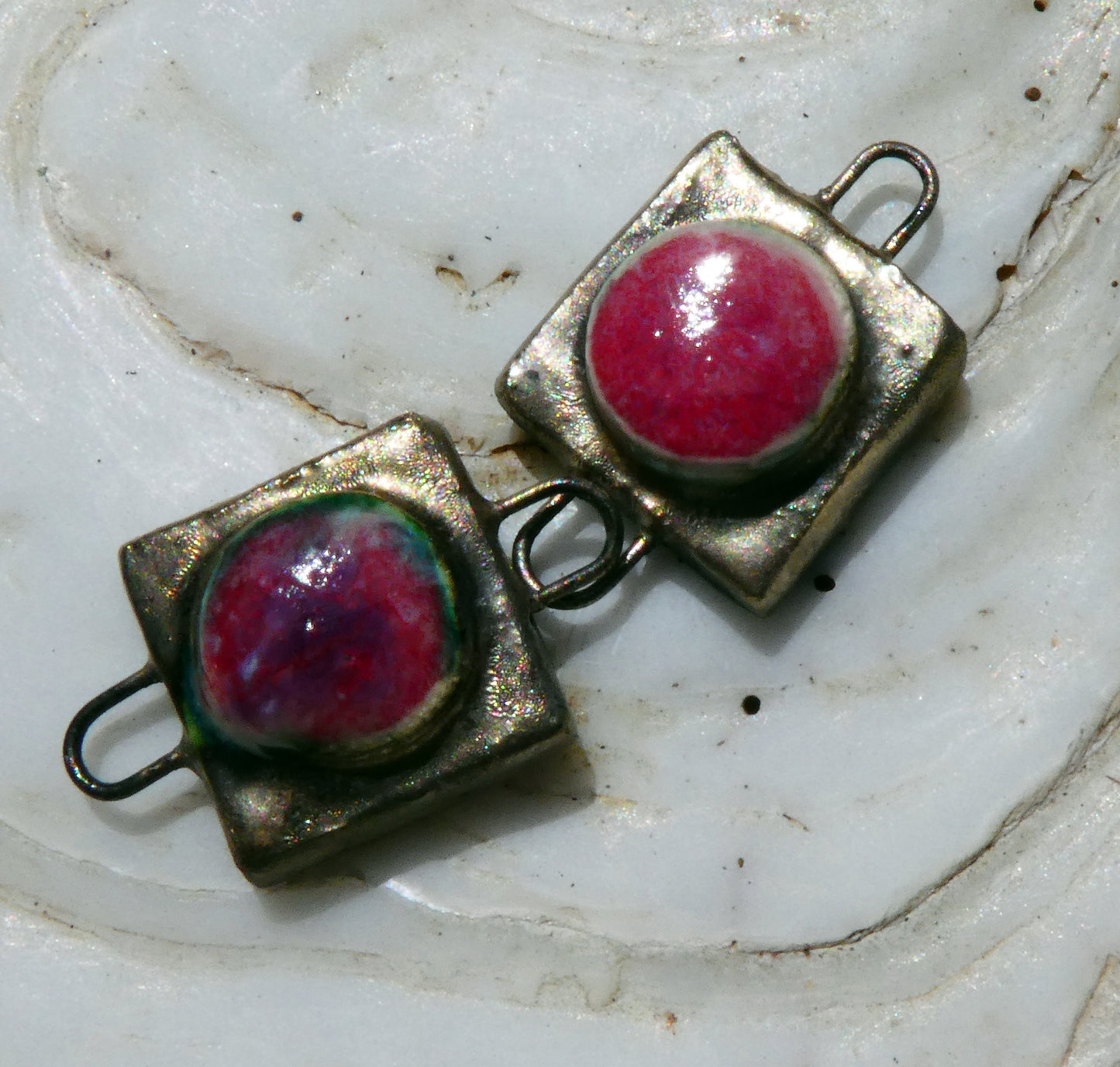 Ceramic Little Moulded Square Connectors -Berry Tart