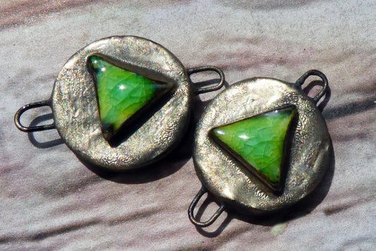 Ceramic Little Moulded Round Connectors -Lime