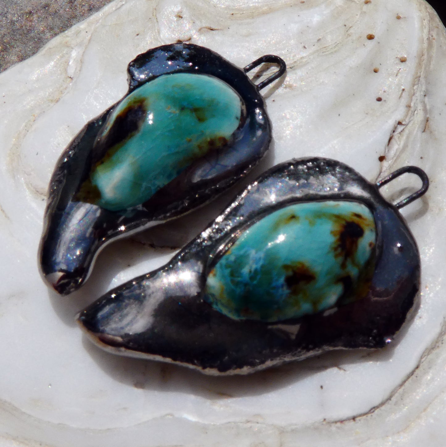 Ceramic Moulded Lagoon Earring Charms - Blue Guppy