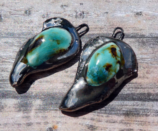 Ceramic Moulded Lagoon Earring Charms - Blue Guppy