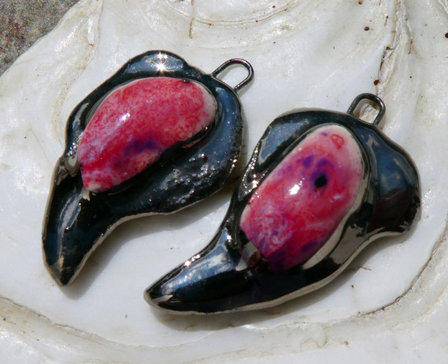 Ceramic Moulded Lagoon Earring Charms - Berry Tart