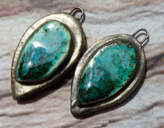 Ceramic Moulded Leaf Charms - Santa Lucia