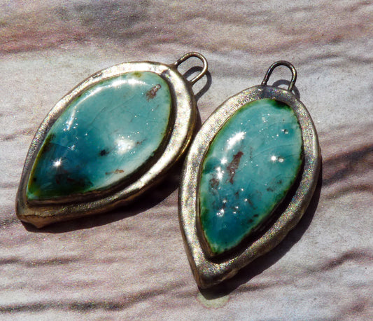 Ceramic Moulded Leaf Charms - Lotus Blossom