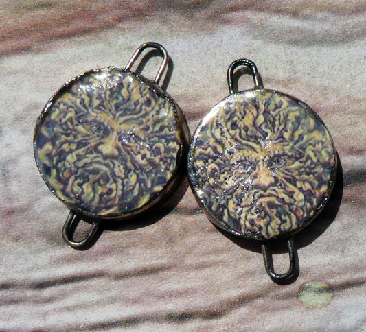 Ceramic Green Man Decal Disc Connectors - #2