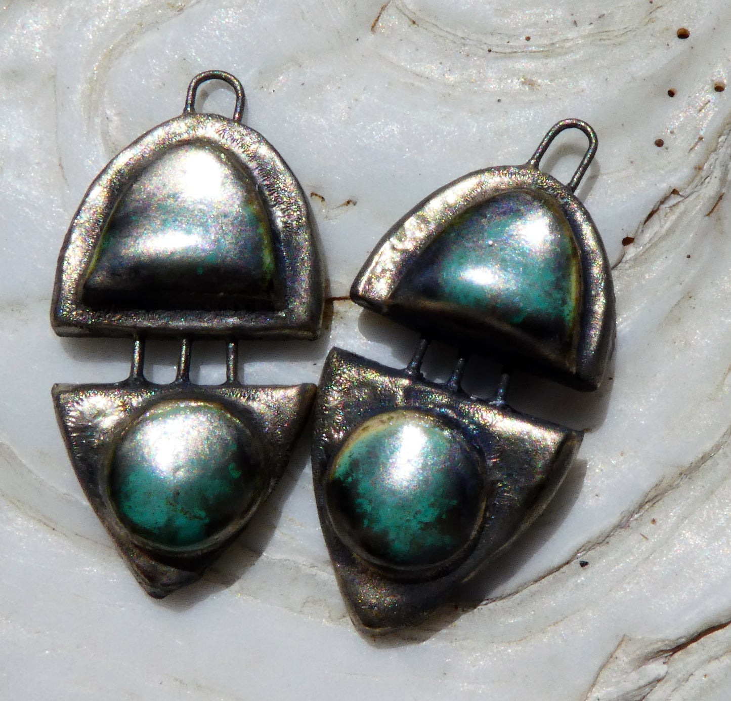 Ceramic Moulded Split Teardrop Charms -Supernova