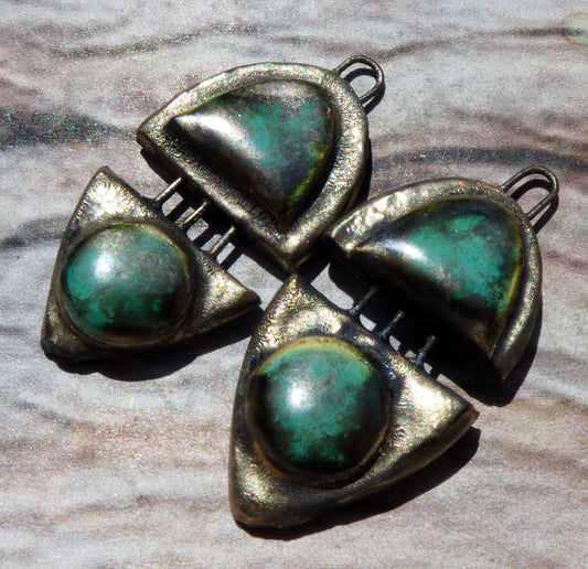 Ceramic Moulded Split Teardrop Charms -Supernova