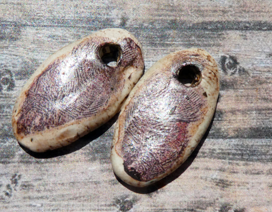 Ceramic Fish Fossil Decal Pebble Charms #4