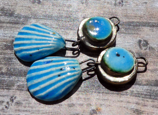 Ceramic Moulded Disc and Shell Dangles - Tranquil Earth